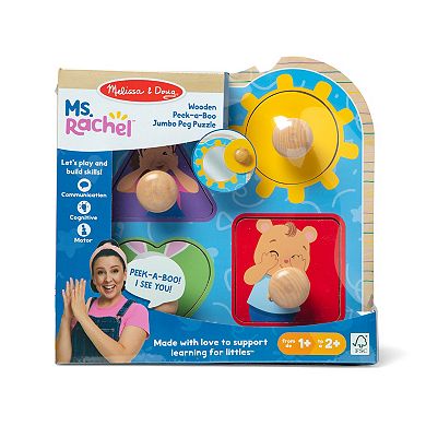 Melissa & Doug Ms. Rachel™ Wooden Peek-a-Boo Jumbo Peg Puzzle