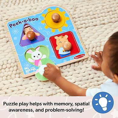Melissa & Doug Ms. Rachel™ Wooden Peek-a-Boo Jumbo Peg Puzzle