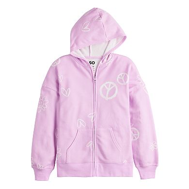 Girls 7-16 SO® Oversized Zip-Front Hoodie in Regular & Plus Size