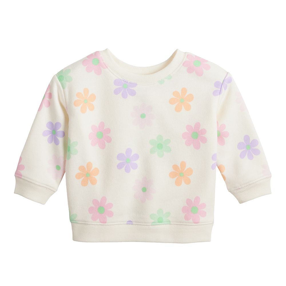 Baby Girl Jumping Beans® Floral French Terry Crewneck Sweatshirt