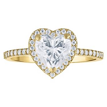 White Lotus 10k Gold Lab-Created Moissanite Heart Ring