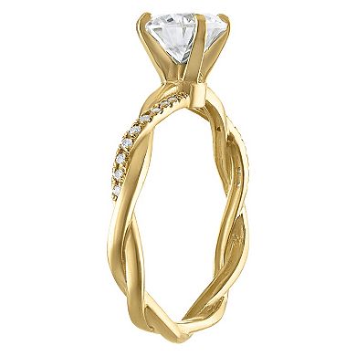 White Lotus 10k Gold Round Lab-Created Moissanite Ring