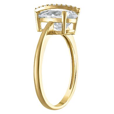 White Lotus 10k Gold Pear Lab-Created Moissanite Ring