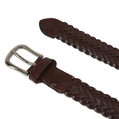 Ctm Boys' Leather 3/4 Inch Adjustable Braided Dress Belt