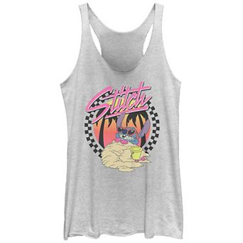 Disney's Lilo And Stitch Enjoying Attitude Stitch Juniors' Racerback Tank Top