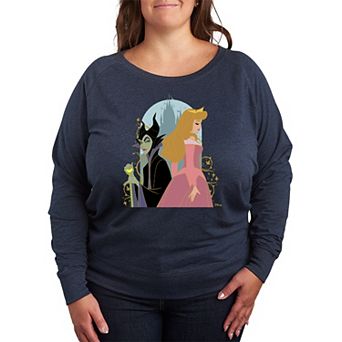 Disney's Sleeping Beauty Maleficent & Aurora Plus Size French Terry Long Sleeve Tee