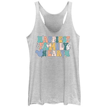 Disney's Mickey Mouse Happiest Family On Earth Juniors' Racerback Tank Top