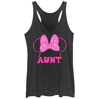 Disney's Minnie Mouse Aunt Leopard Print Bow Women's Racerback Tank Top