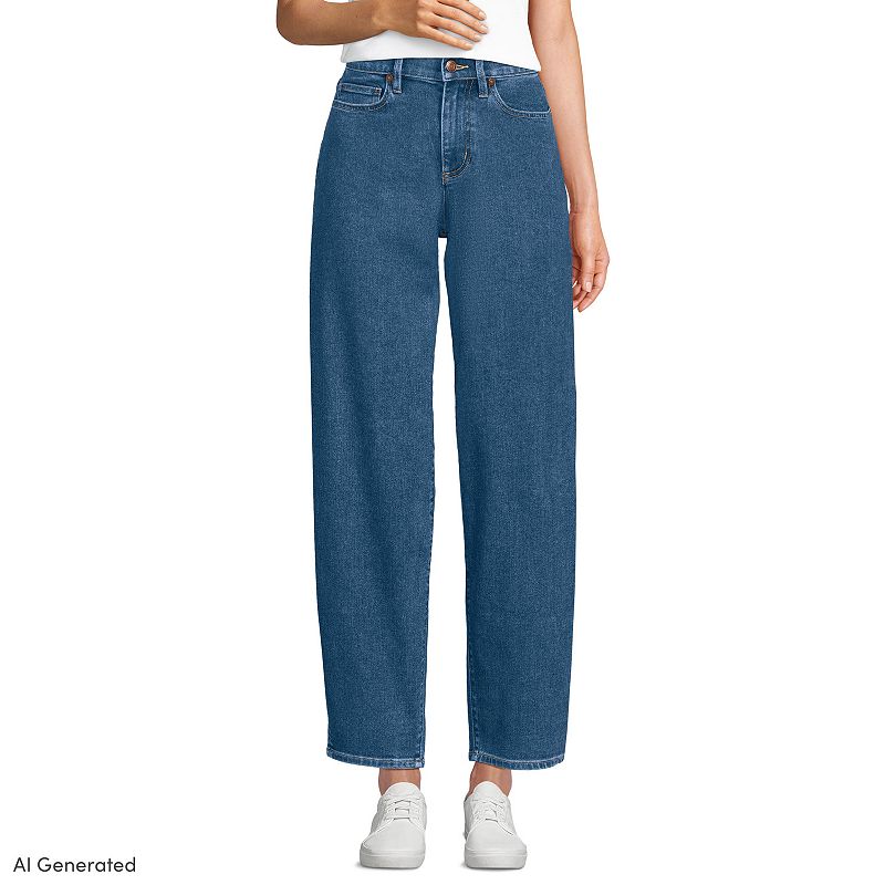 Women's Lands' End Denim Barrel Leg Ankle Jeans,