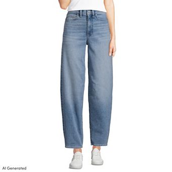 Women's Lands' End Denim Barrel Leg Ankle Jeans