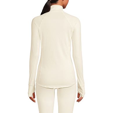 Women's Lands' End Thermaskin Long Sleeve Quarter Zip Long Underwear Top