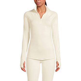 Women's Lands' End Thermaskin Long Sleeve Quarter Zip Long Underwear Top