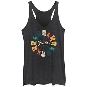 Juniors' Fender Guitar Kaleidoscope Racerback Tank Top