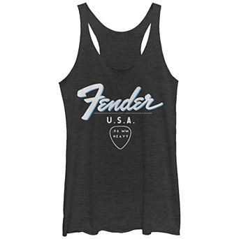Juniors' Fender USA Guitar Pick Racerback Tank Top