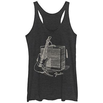 Juniors' Fender Guitar And Amp Doodle Racerback Tank Top