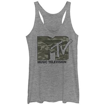 Juniors' MTV Camo Print Logo Racerback Tank Top