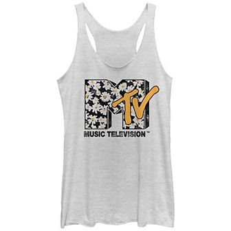Juniors' MTV Daisies Print Logo Racerback Tank Top