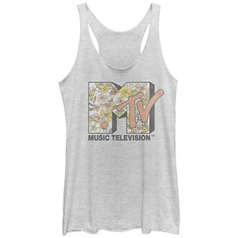 Juniors' MTV Floral Print Logo Racerback Tank Top