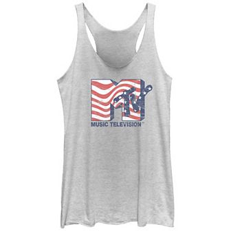 Juniors' MTV Stars And Stripes Logo Racerback Tank Top