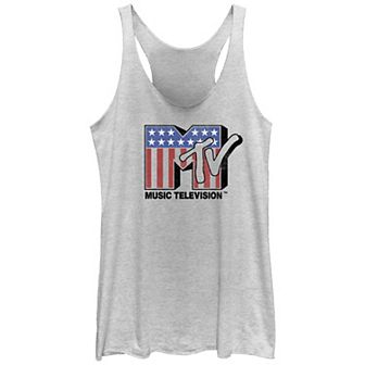 Juniors' MTV USA Flag Print Logo Racerback Tank Top