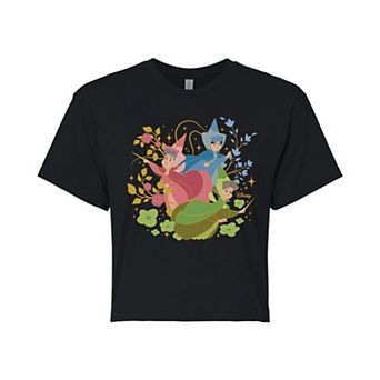 Disney's Sleeping Beauty Juniors' Fairy Godmothers Cropped Tee