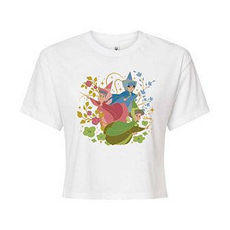 Disney's Sleeping Beauty Juniors' Fairy Godmothers Cropped Tee