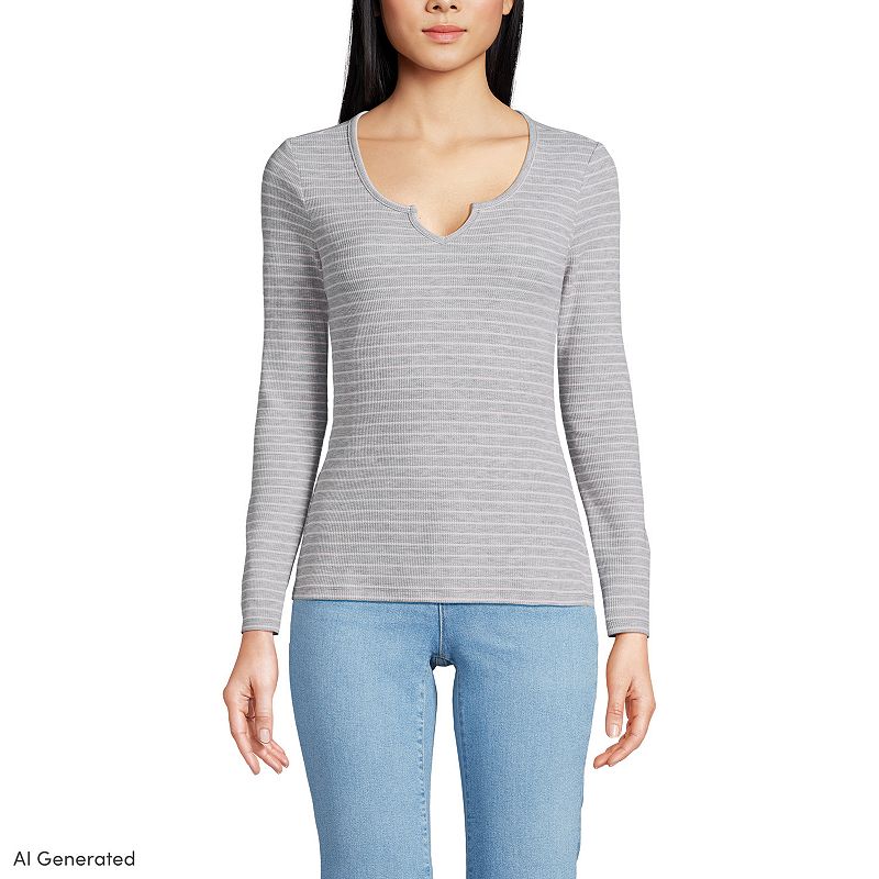 UPC 197230451761 - Women's Lands' End Waffle Notch Neck Top, Size: XL ...