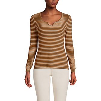Women's Lands' End Waffle Notch Neck Top