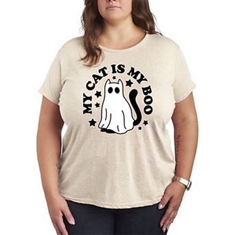 Plus Size My Cat Is My Boo Graphic Tee