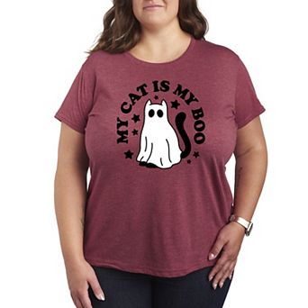 Plus Size My Cat Is My Boo Graphic Tee