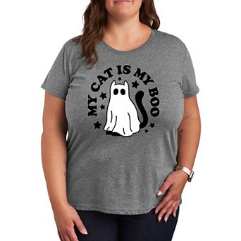 Plus Size My Cat Is My Boo Graphic Tee