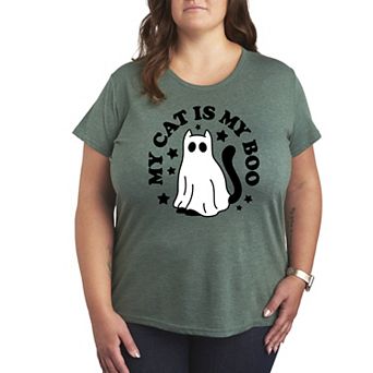 Plus Size My Cat Is My Boo Graphic Tee