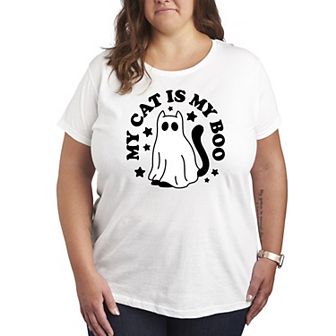 Plus Size My Cat Is My Boo Graphic Tee
