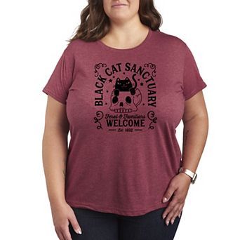 Plus Size Black Cat Sanctuary Graphic Tee