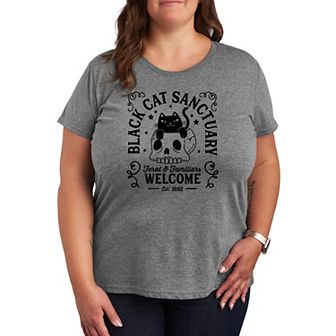 Plus Size Black Cat Sanctuary Graphic Tee