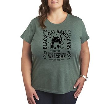 Plus Size Black Cat Sanctuary Graphic Tee