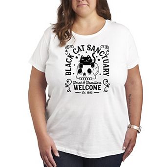 Plus Size Black Cat Sanctuary Graphic Tee