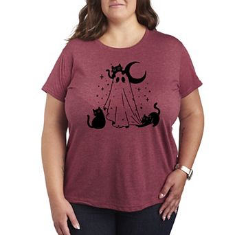 Plus Size Ghost and Cats Graphic Tee