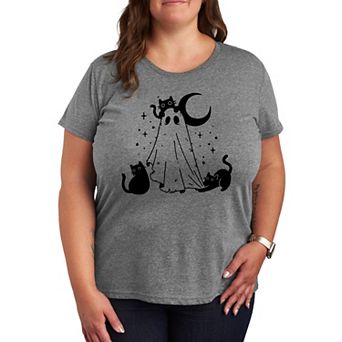 Plus Size Ghost and Cats Graphic Tee