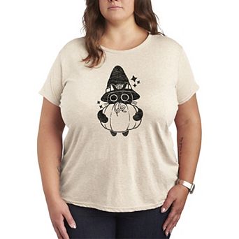 Plus Size Witch Cat With Pumpkin Graphic Tee