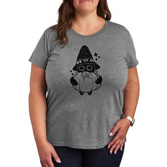Plus Size Witch Cat With Pumpkin Graphic Tee
