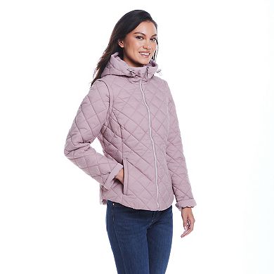 Women's Weathercast 2-in-1 Quilted Hooded Jacket with Zip Off Sleeves