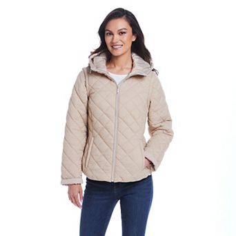 Women's Weathercast 2-in-1 Quilted Hooded Jacket with Zip Off Sleeves