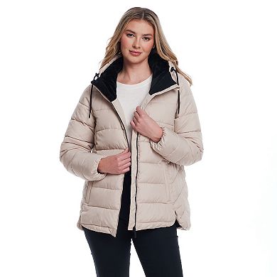 Women's Weathercast Hooded Puffer Coat with Cozy Pile