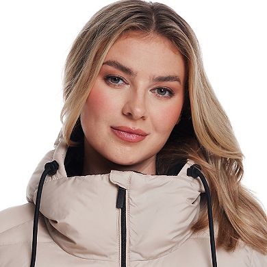 Women's Weathercast Hooded Puffer Coat with Cozy Pile
