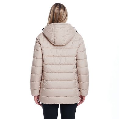 Women's Weathercast Hooded Puffer Coat with Cozy Pile