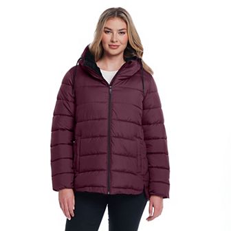 Women's Weathercast Hooded Puffer Coat with Cozy Pile