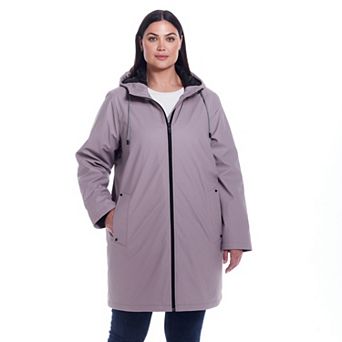 Plus Size Weathercast Water-Resistant Hooded Rain Jacket