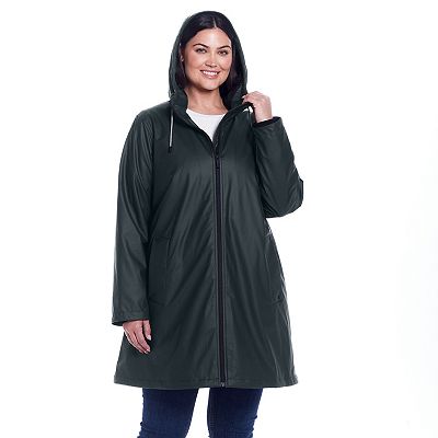 Plus Size Weathercast Water Resistant Hooded Rain Jacket