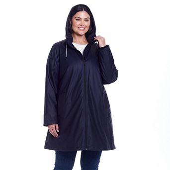 Plus Size Weathercast Water-Resistant Hooded Rain Jacket